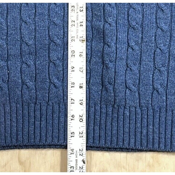 VTG LL Bean sweater vest mens XL-Tall cable knit 80% lamb wool blend navy blue - Picture 3 of 5